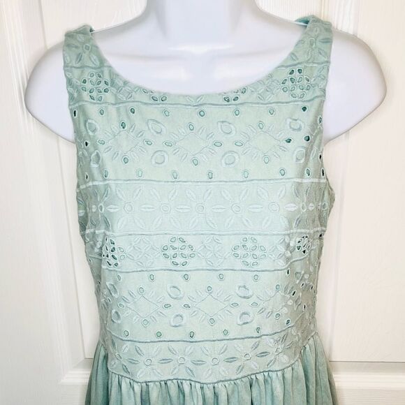 Ann Taylor LOFT Sleeveless Casual Eyelet Day Dress Mimi Seafoam Green 2 - Picture 3 of 8